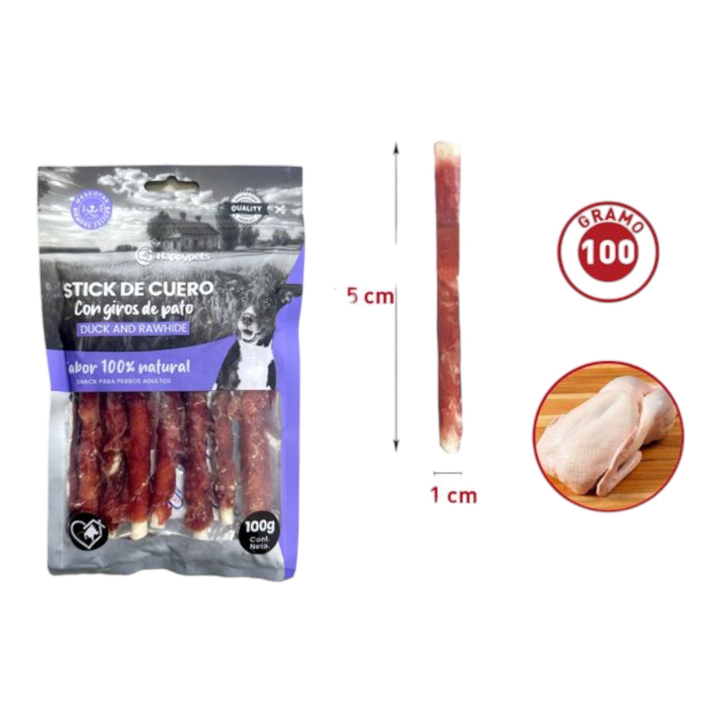 Stick de cuero con giros de pato 100 gr