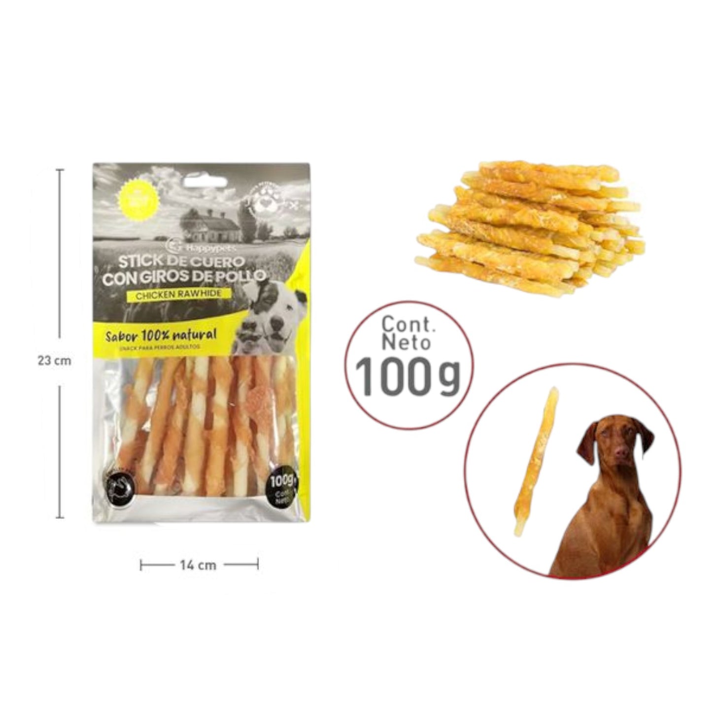 Stick de cuero con giros de pollo 100 gr