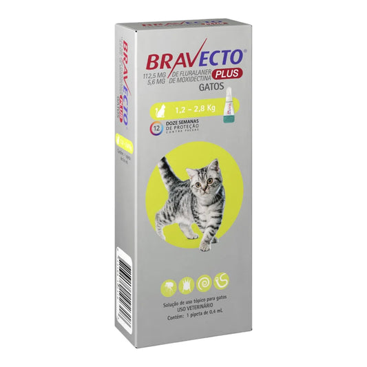 Bravecto Gato Plus 1.2 a 2.8 kg
