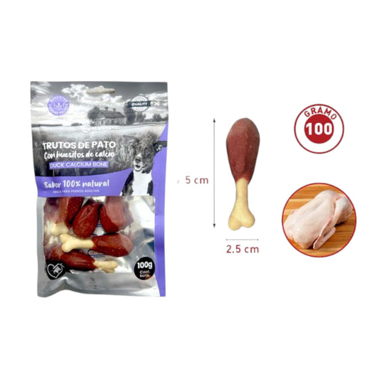 Trutos de pato con huesitos de calcion 100 gr