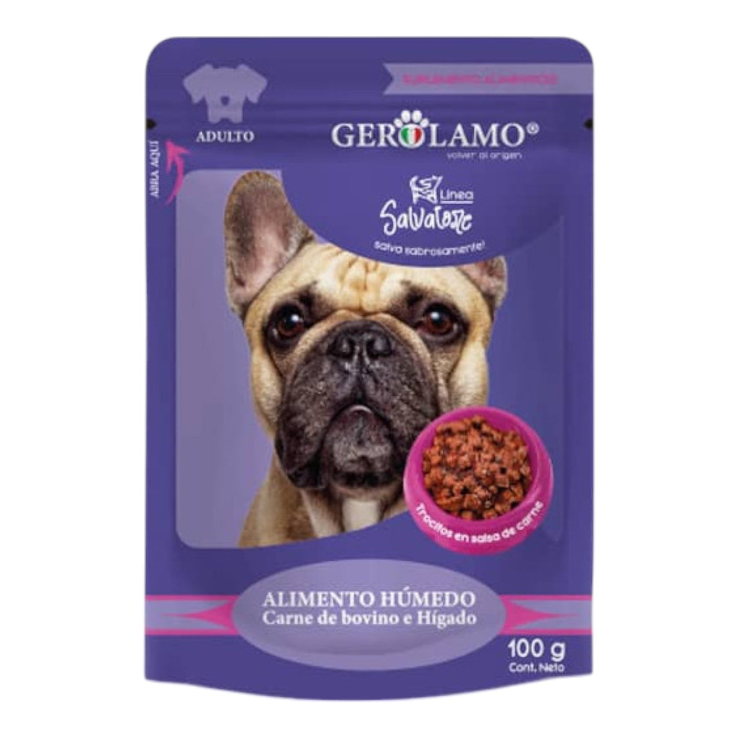 Pouch Gerolamo Perro Adulto Carne De Bovino e Higado 100 gr